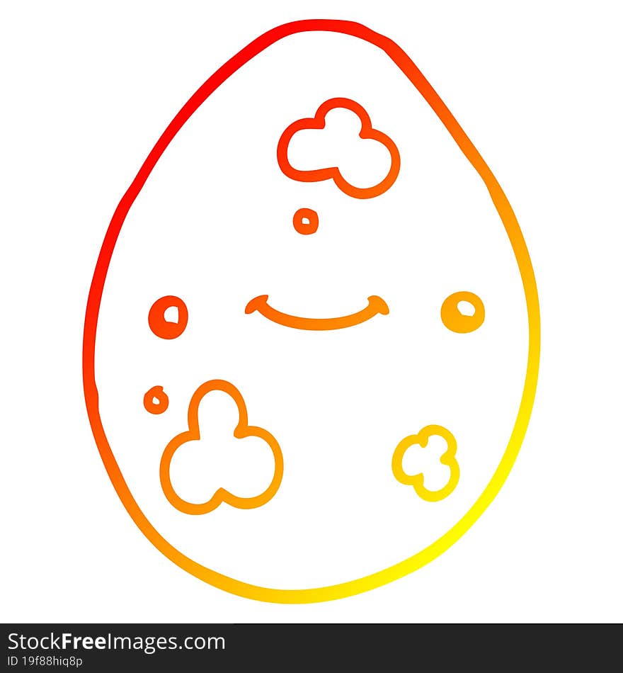 warm gradient line drawing of a cartoon egg