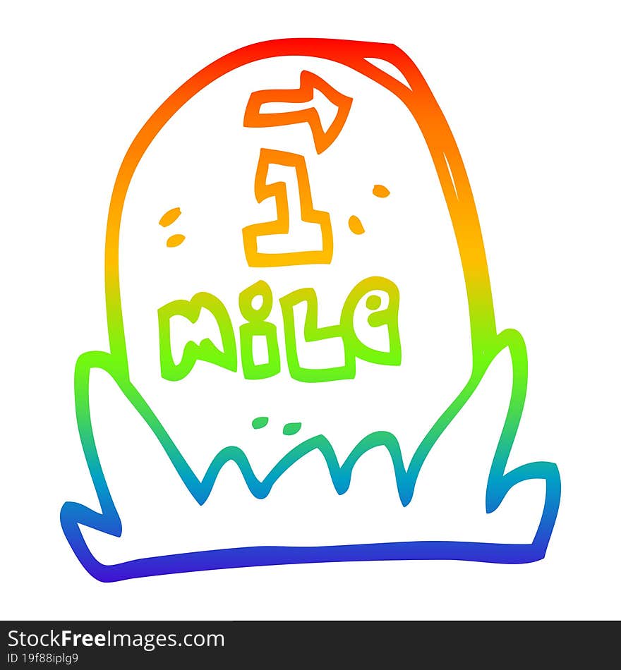 rainbow gradient line drawing cartoon mile marker