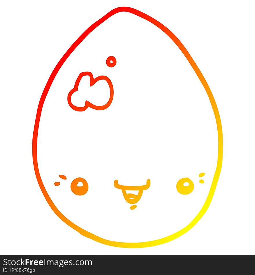 warm gradient line drawing of a cartoon egg