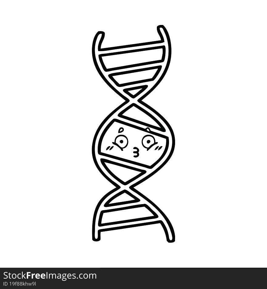 line drawing cartoon DNA strand