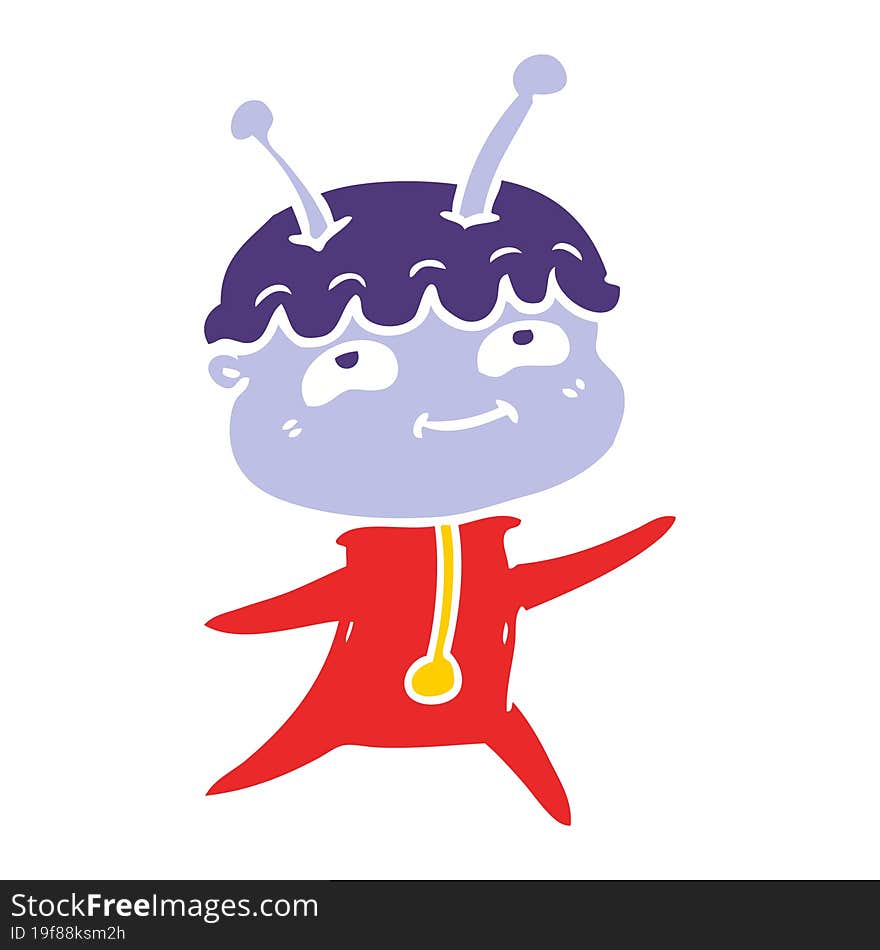 friendly flat color style cartoon spaceman dancing