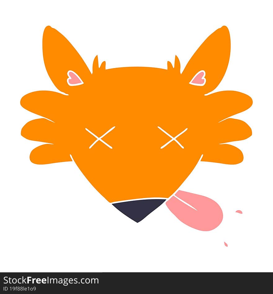 Flat Color Style Cartoon Dead Fox