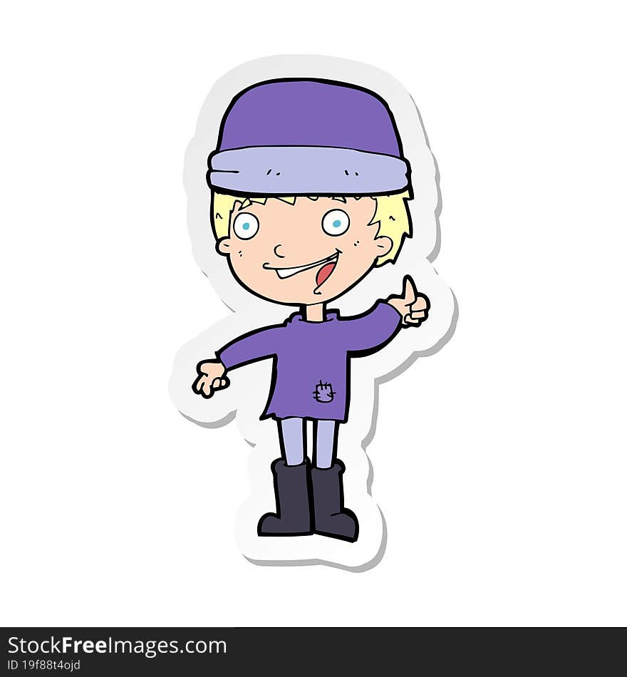 sticker of a cartoon man in hat