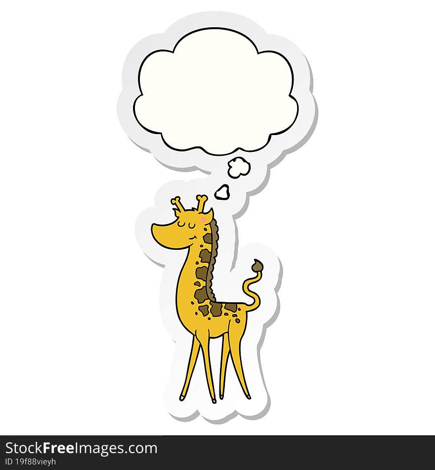 cartoon giraffe and thought bubble as a printed sticker