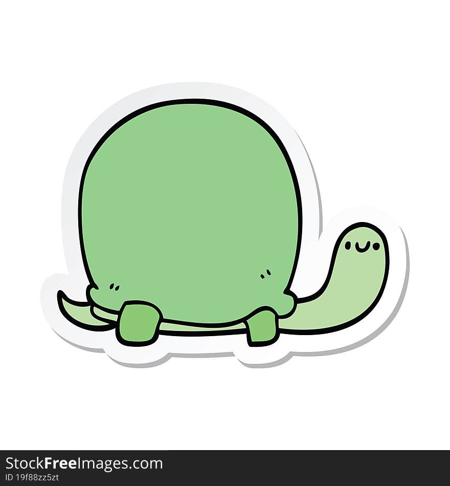 Sticker Of A Cute Cartoon Tortoise