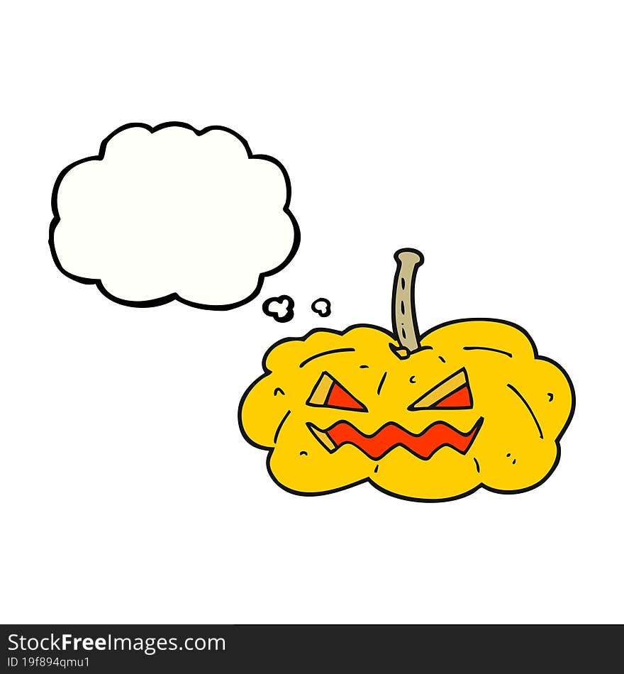 Thought Bubble Cartoon Halloween Pumpkin