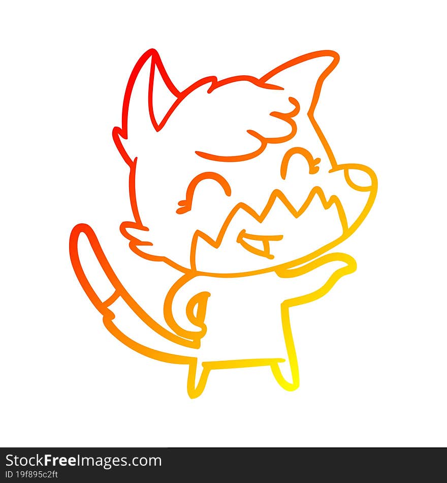 warm gradient line drawing happy cartoon fox