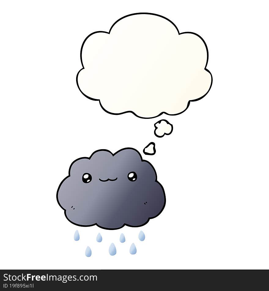 cartoon cloud and thought bubble in smooth gradient style