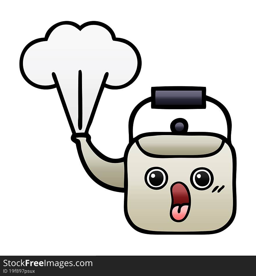 gradient shaded cartoon steaming kettle