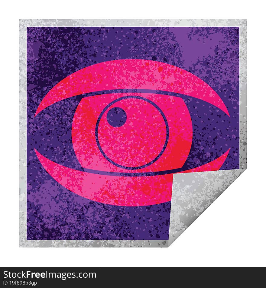 staring eye graphic vector square peeling sticker. staring eye graphic vector square peeling sticker