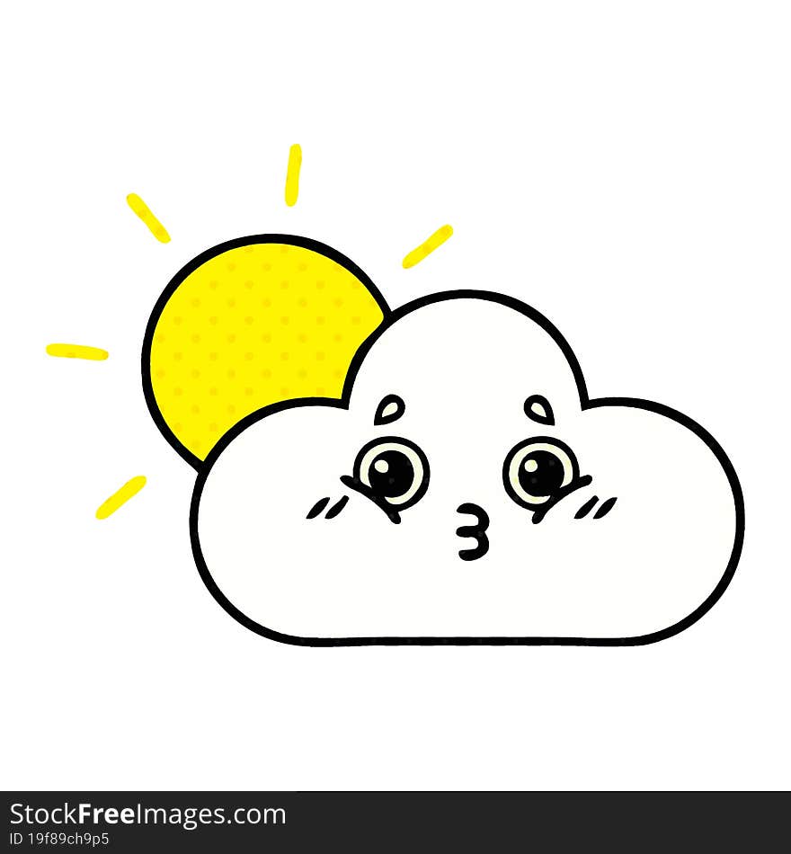 comic book style cartoon sun and cloud