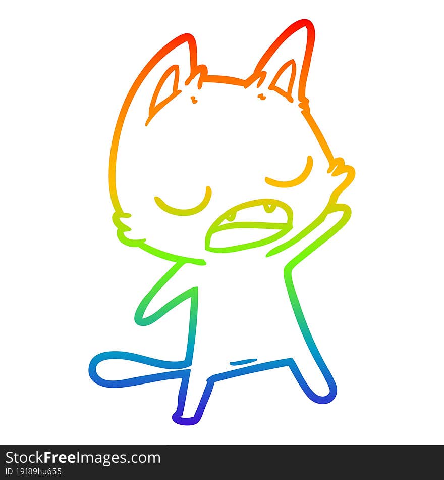 rainbow gradient line drawing talking cat cartoon