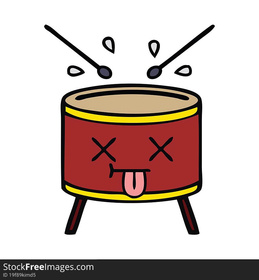 cute cartoon of a drum. cute cartoon of a drum