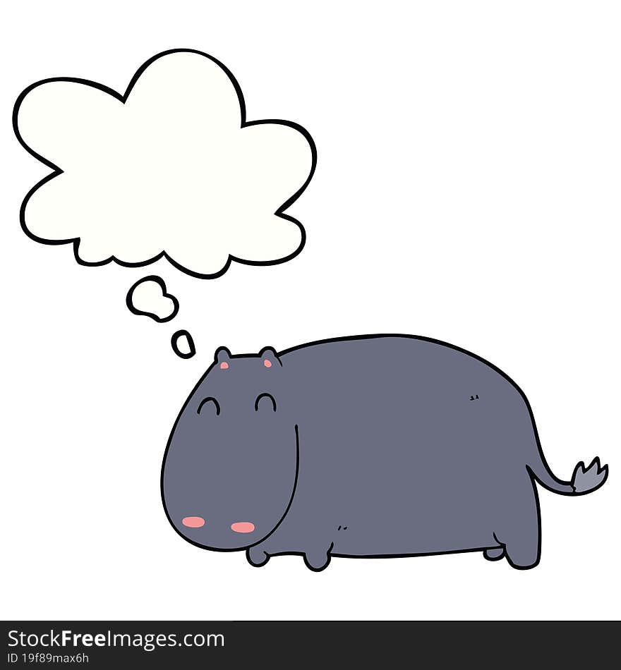 cartoon hippo and thought bubble