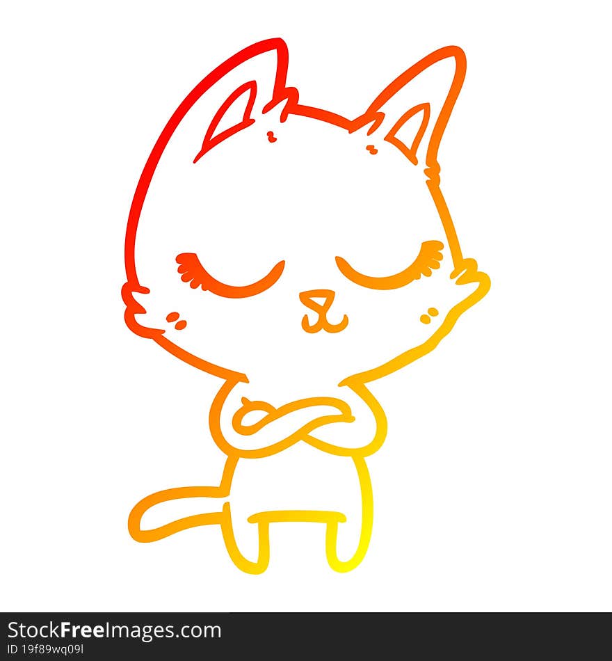 warm gradient line drawing calm cartoon cat