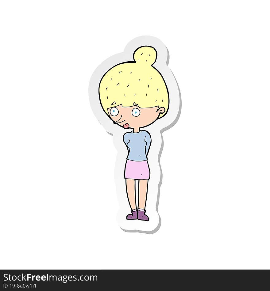 sticker of a cartoon woman staring