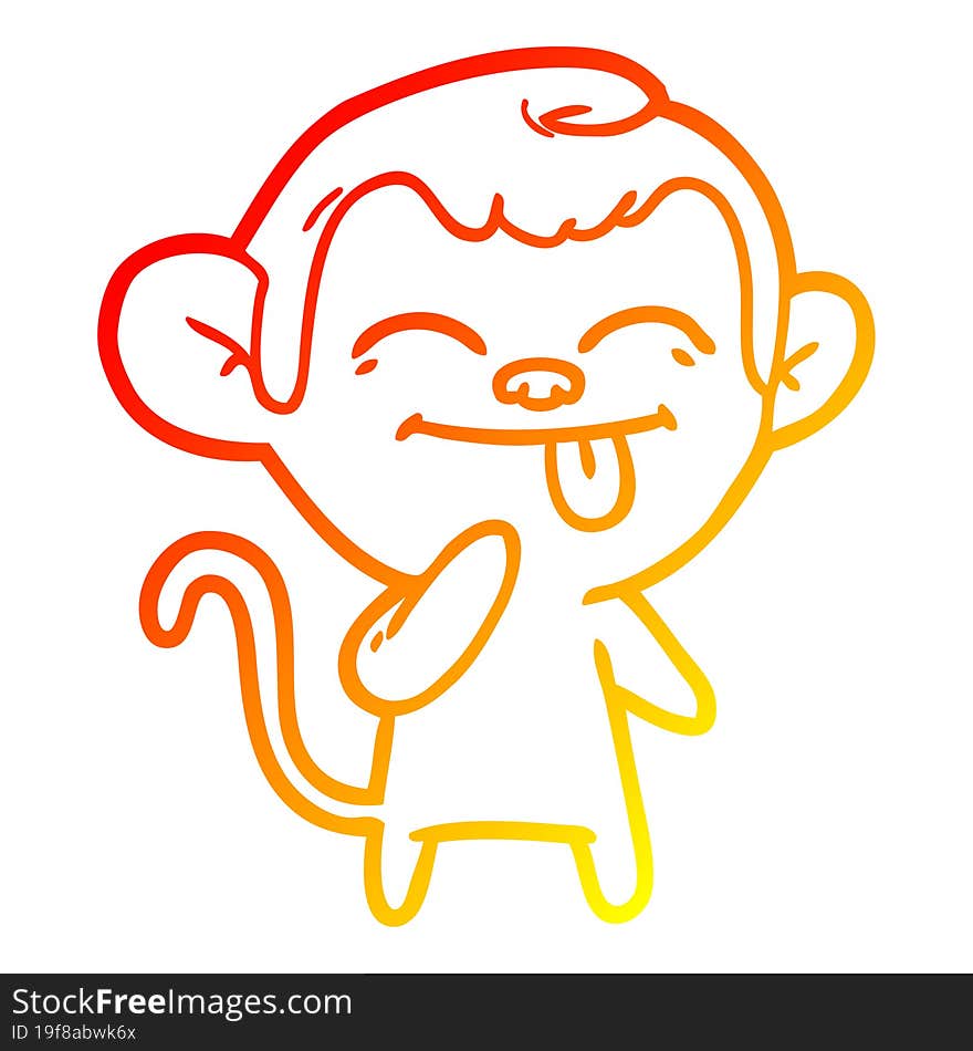 warm gradient line drawing funny cartoon monkey