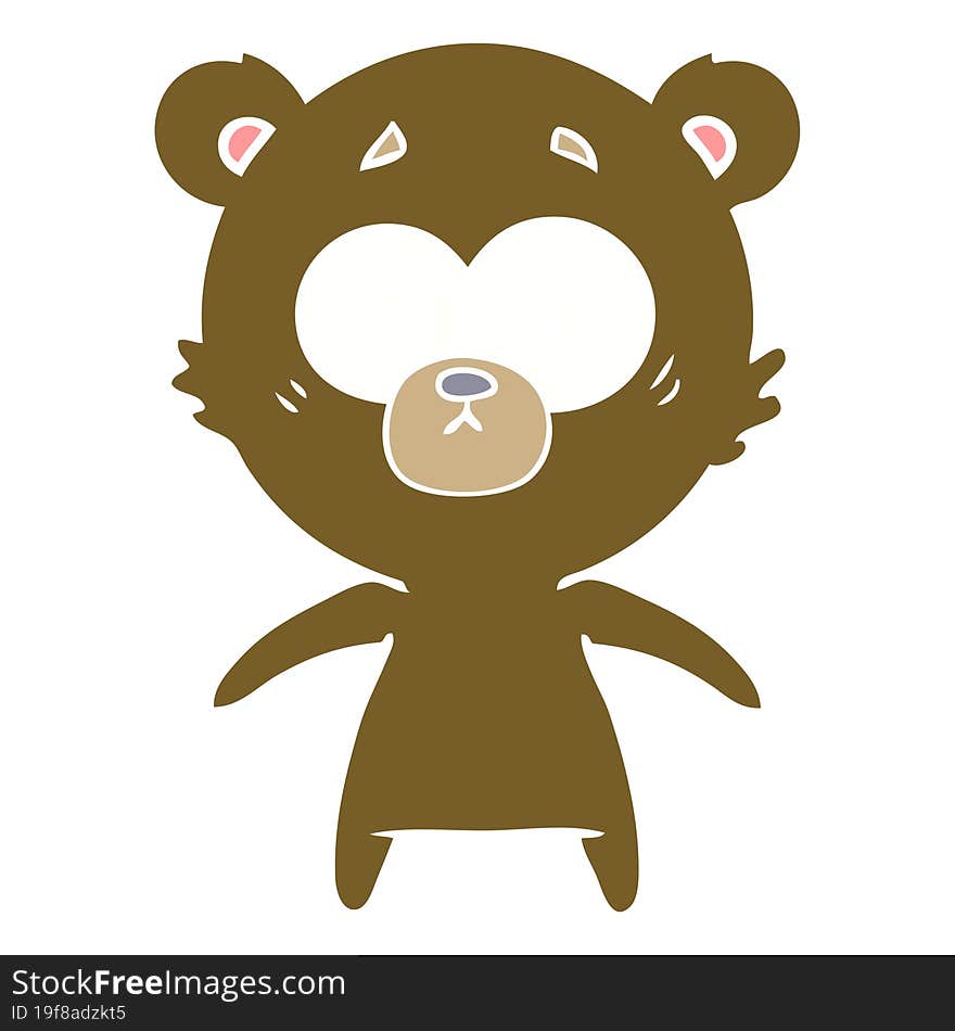 worried bear flat color style cartoon