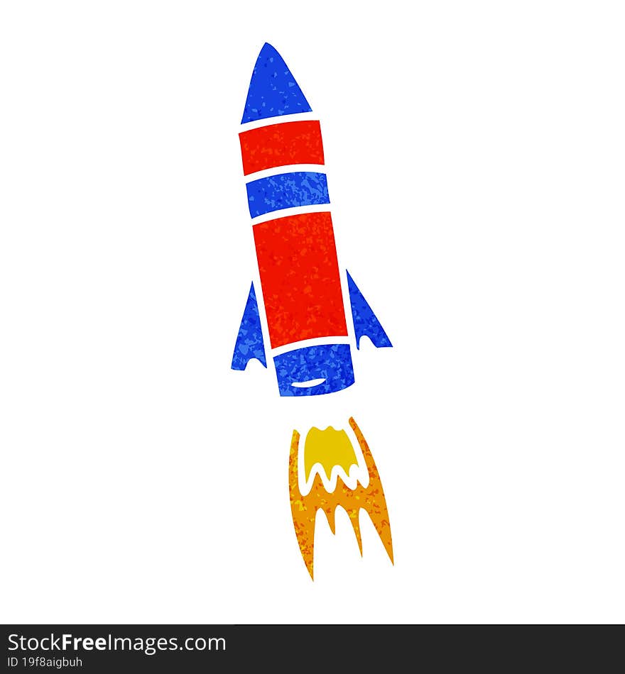 Retro Cartoon Doodle Of A Space Rocket