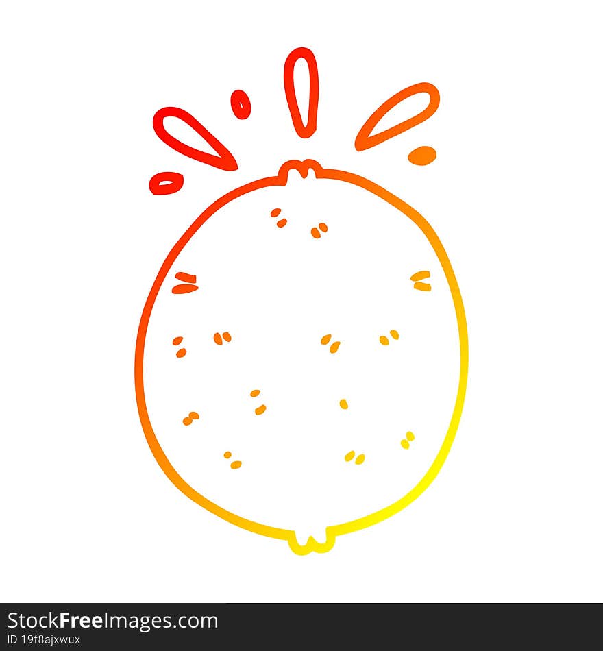 warm gradient line drawing cartoon lemon