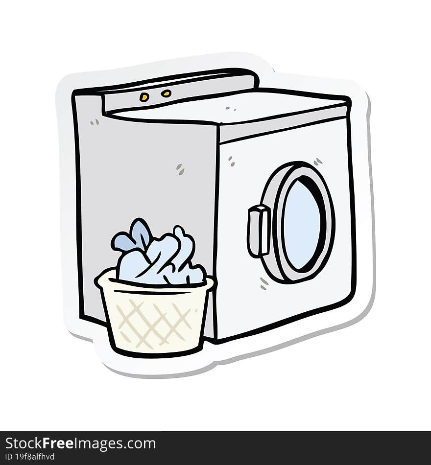 Sticker Of A Cartoon Washing Machine