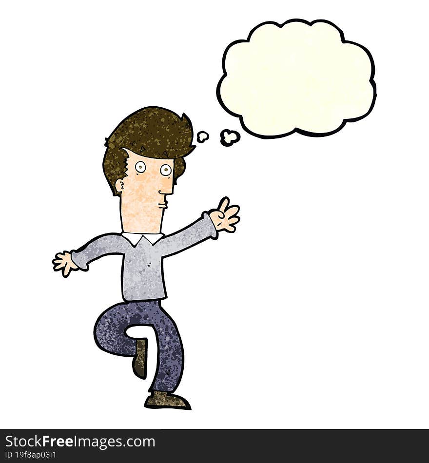 Cartoon Rushing Man With Thought Bubble