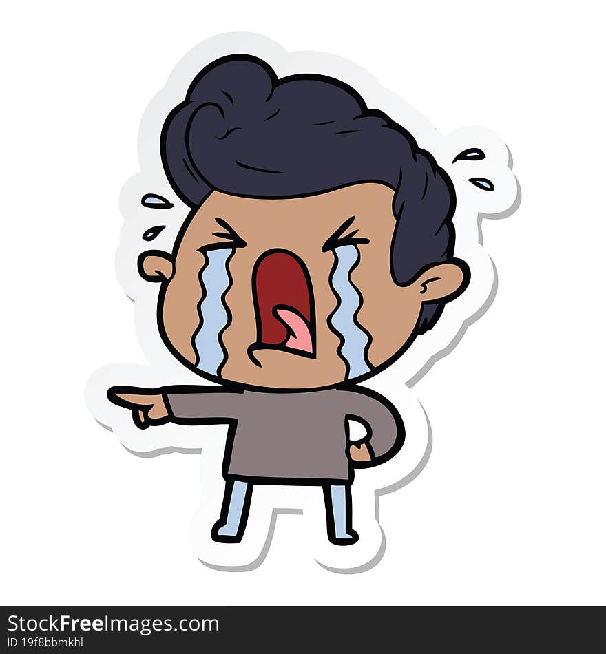 sticker of a cartoon crying man