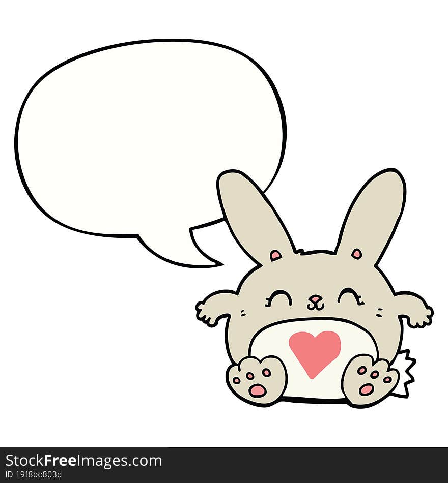 cute cartoon rabbit with love heart with speech bubble. cute cartoon rabbit with love heart with speech bubble