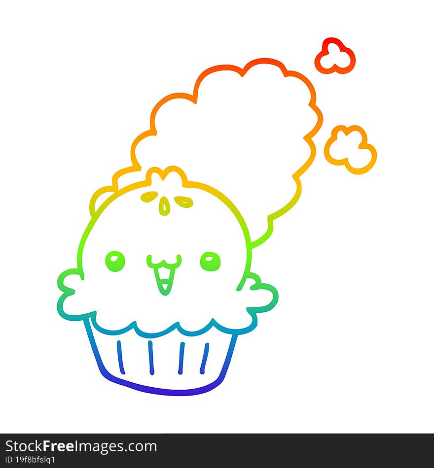 rainbow gradient line drawing cute cartoon pie