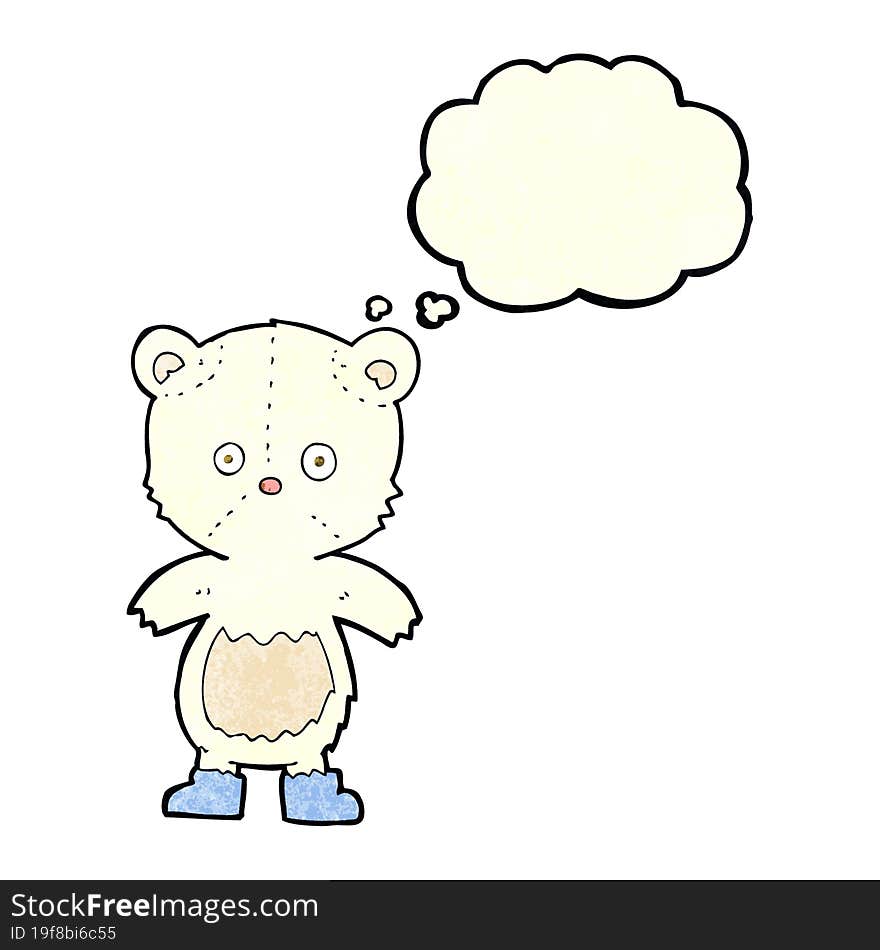 cartoon polar bear cub with thought bubble