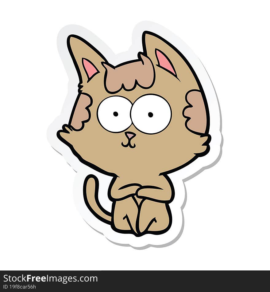 sticker of a happy cartoon cat