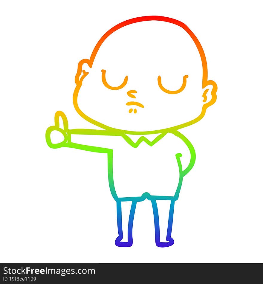 rainbow gradient line drawing of a cartoon bald man