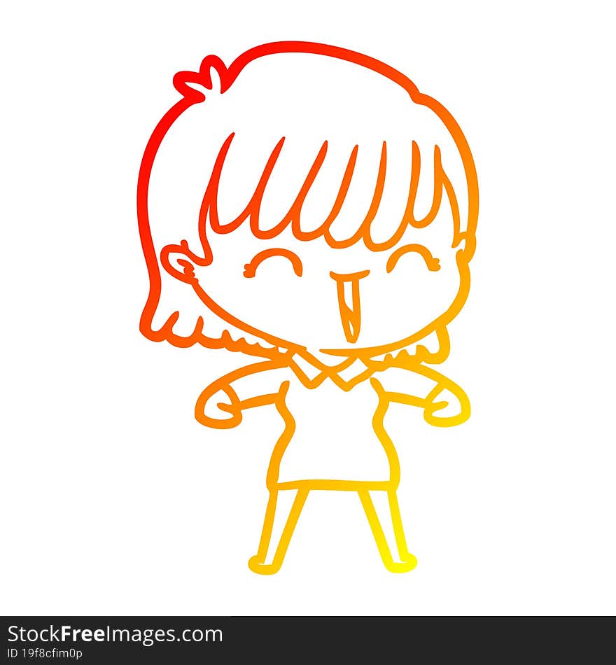 warm gradient line drawing of a cartoon woman