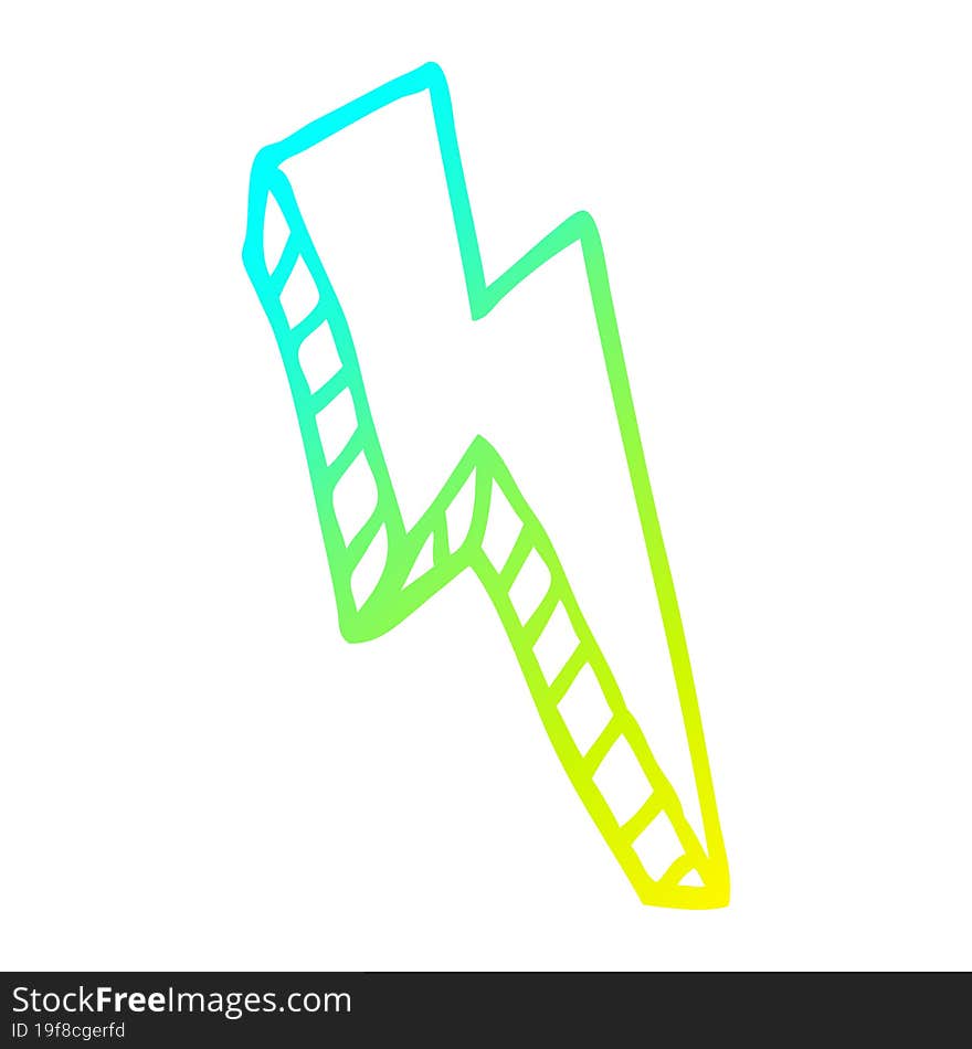 cold gradient line drawing cartoon thunder bolt