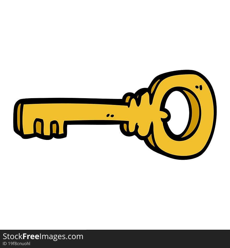 cartoon doodle gold key