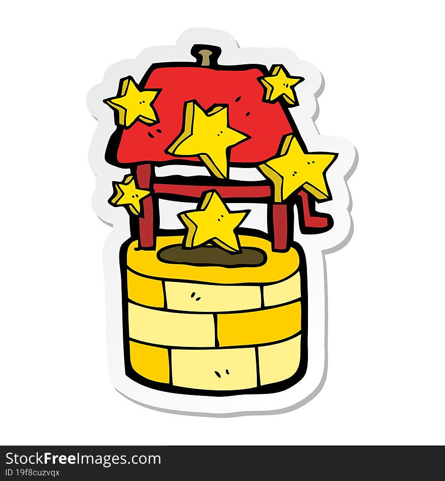 sticker of a cartoon wishing well