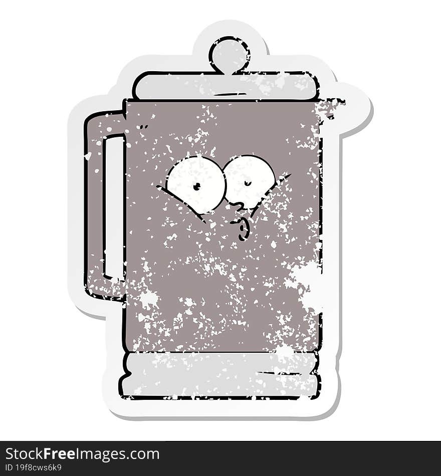 distressed sticker of a cartoon electric kettle