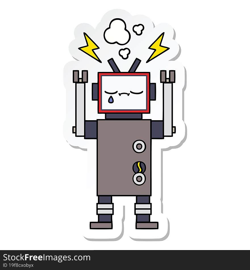 sticker of a cute cartoon robot