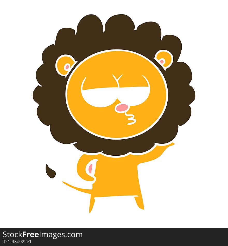 flat color style cartoon bored lion