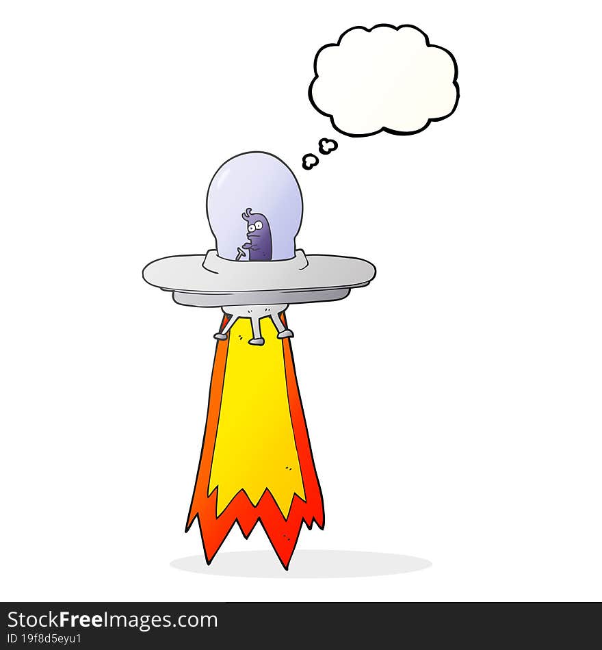 freehand drawn thought bubble cartoon flying saucer