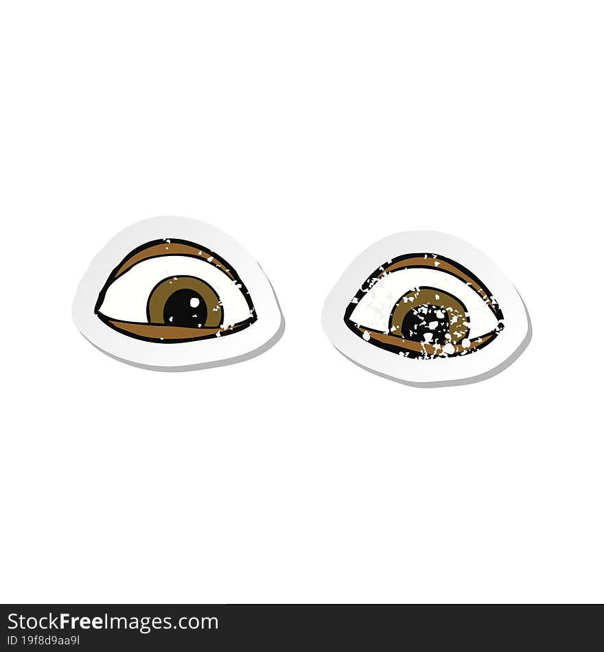 retro distressed sticker of a cartoon eyes