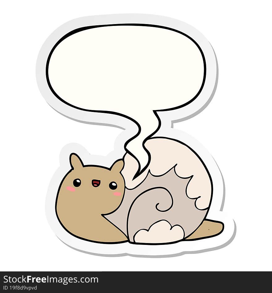 cute cartoon snail and speech bubble sticker