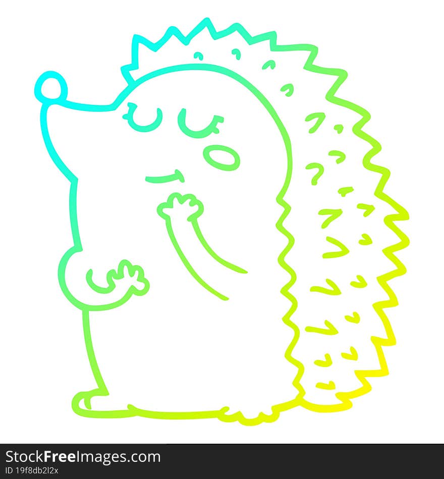 cold gradient line drawing cute cartoon hedgehog