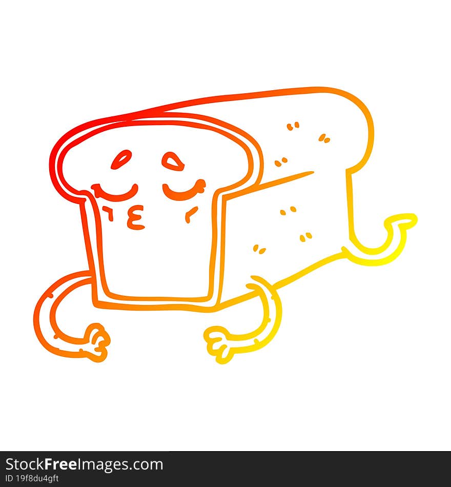 warm gradient line drawing of a cartoon loaf of bread