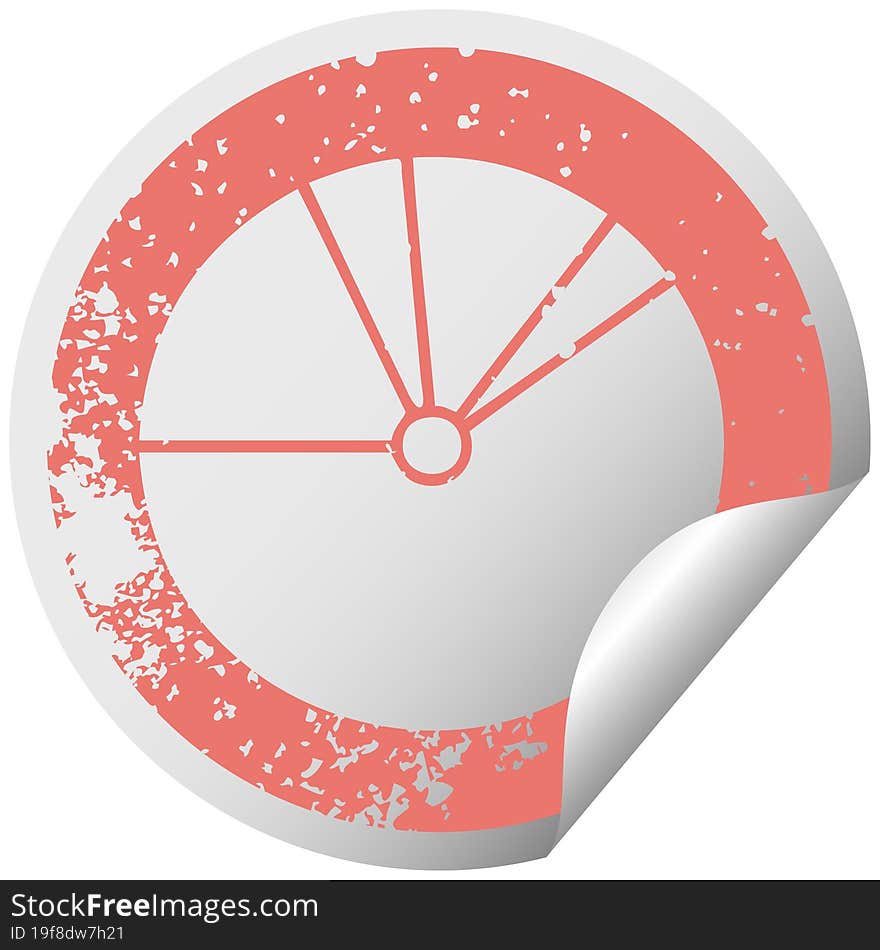 distressed circular peeling sticker symbol of a pie chart