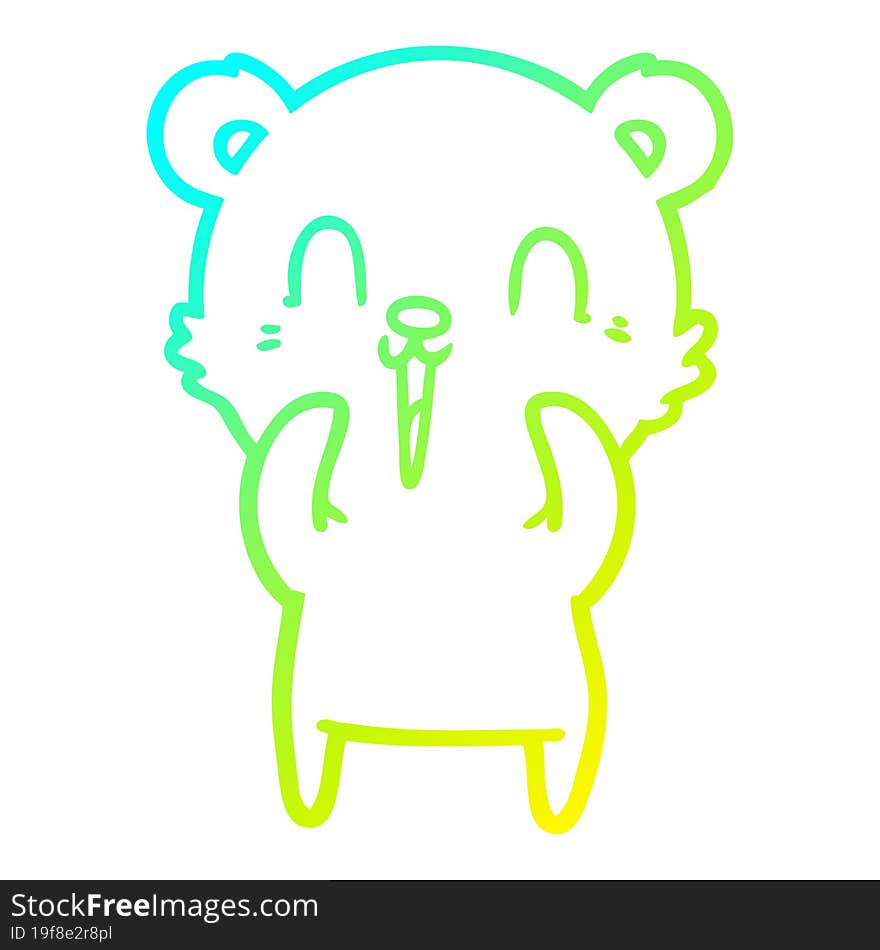 cold gradient line drawing happy cartoon bear