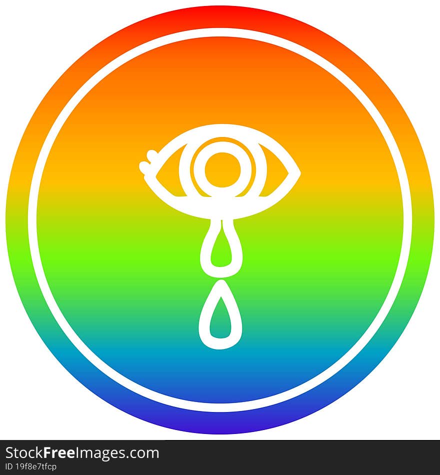 crying eye circular in rainbow spectrum