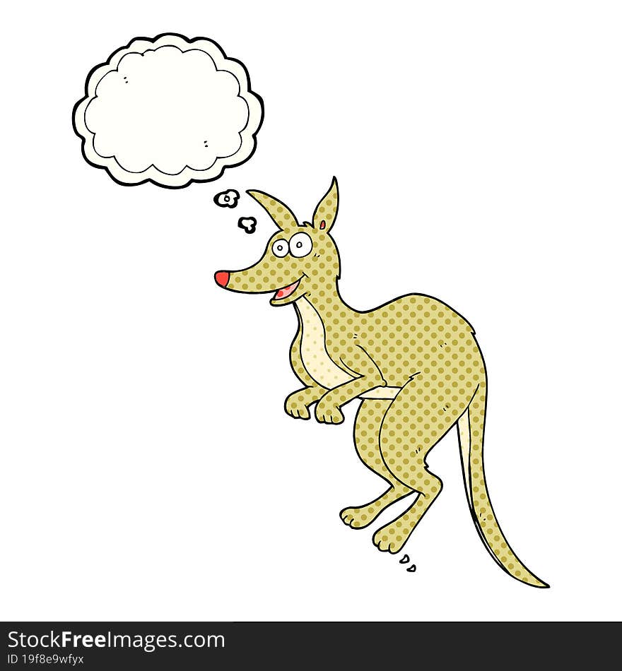 freehand drawn thought bubble cartoon kangaroo