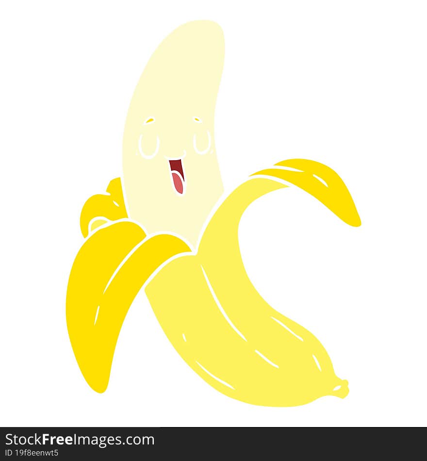 Flat Color Style Cartoon Banana