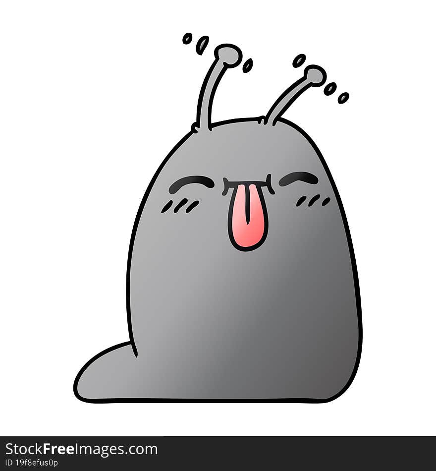 Gradient Cartoon Of A Happy Kawaii Slug